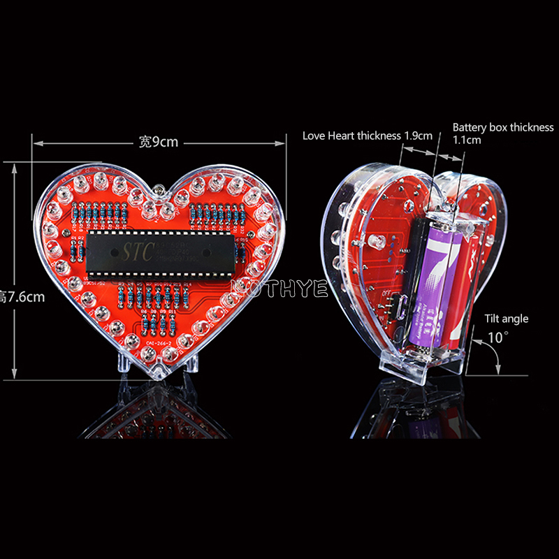 Multicolor LED Heart Shape Flo - đánh giá và giá Microcontroller Kit